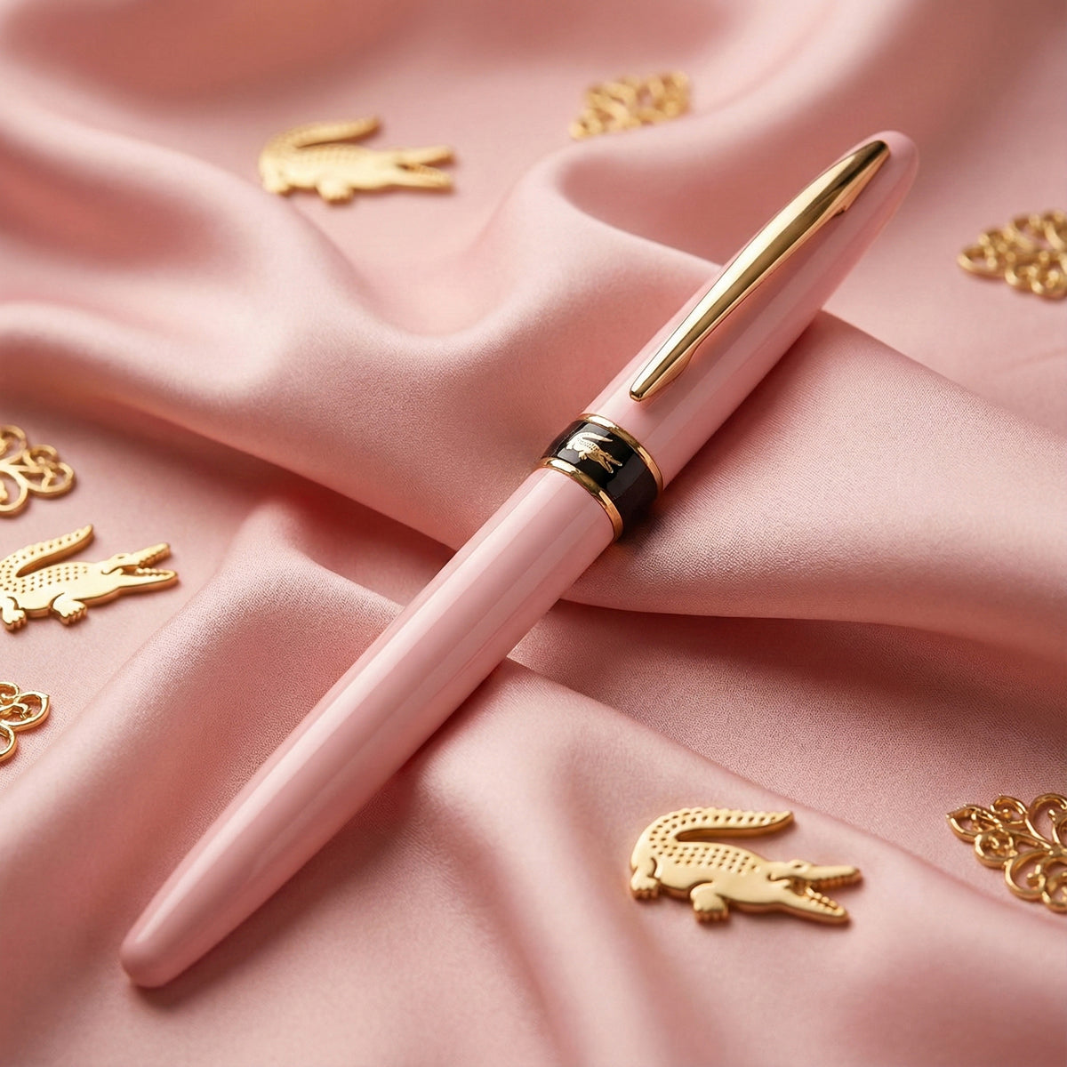 Yangzie Alligator 215 Rose Fountain Pen – Gold Clip, Fine Nib