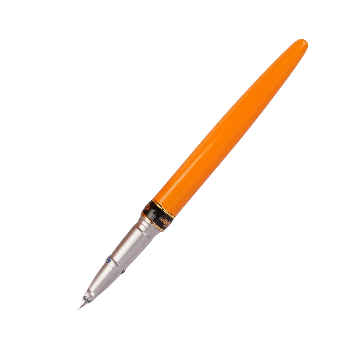 Yangzie Alligator 215 Orange Fountain Pen – Gold Clip, Fine Nib
