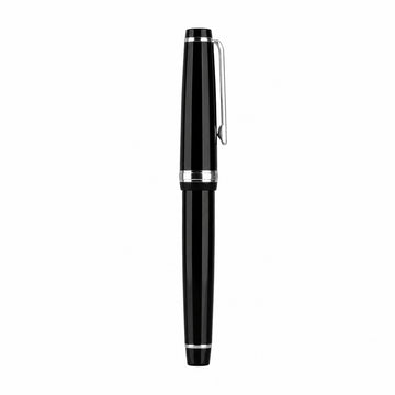 Jinhao 82 Black Fountain Pen — Fine Nib, Silver Clip