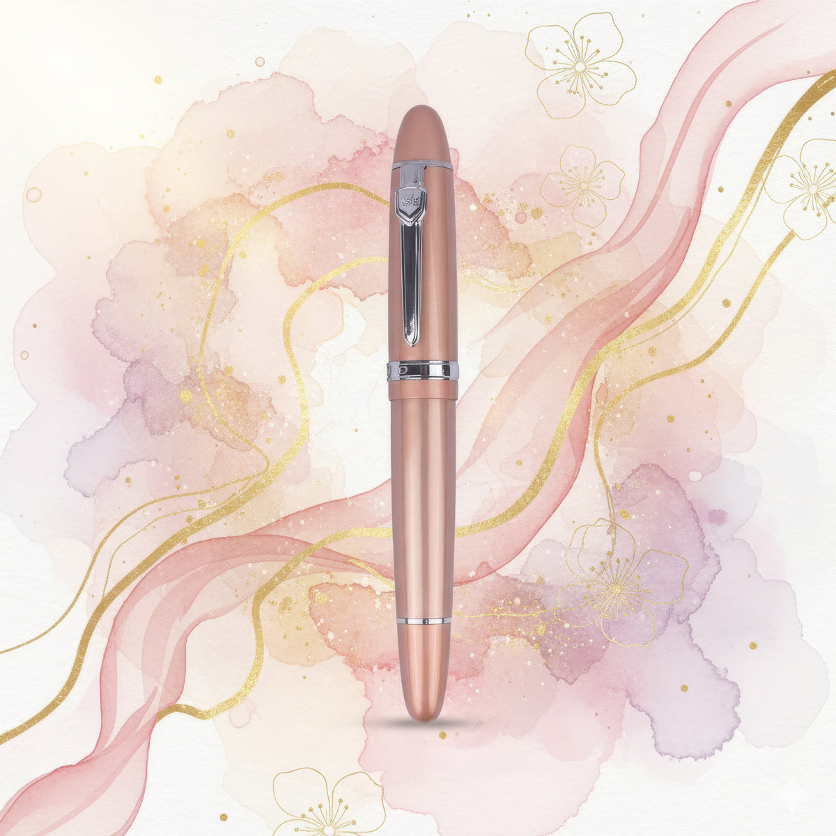 Jinhao 159 Glossy Rose Gold Fountain Pen with Medium Gold-Plated Nib