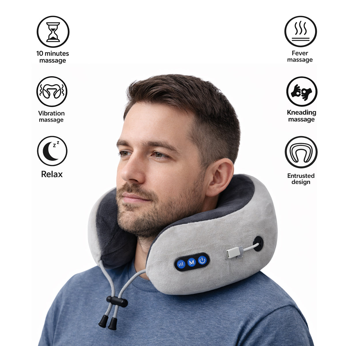 The Writershub Neck Massager with 4 Massage Modes – U-Shaped Deep Kneading Pillow