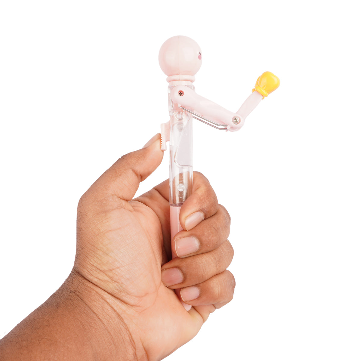 The Writershub Boxing Pen | Cute Pink Cartoon Ball Pen with Boxing Glove Action, 17.5cm