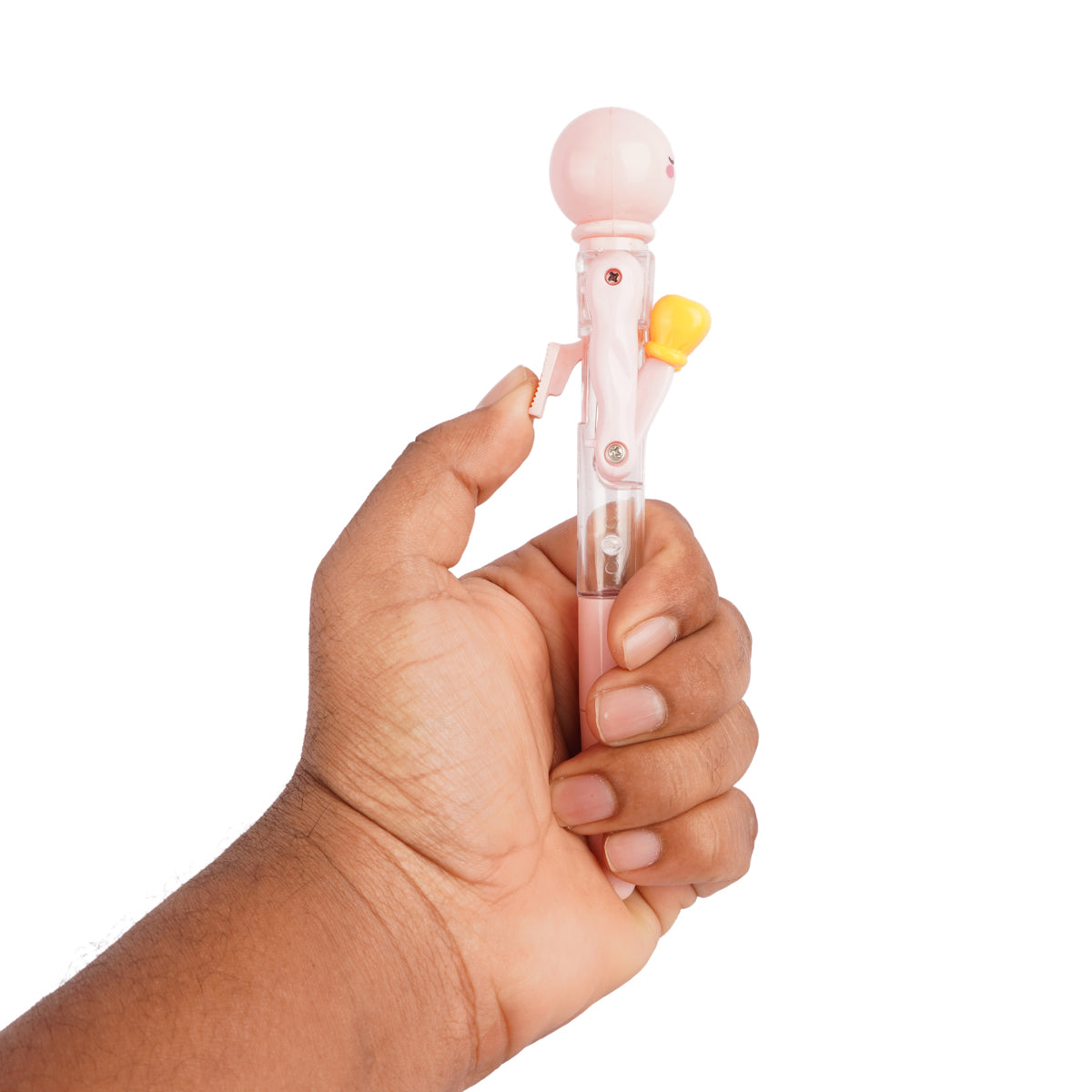 The Writershub Boxing Pen | Cute Pink Cartoon Ball Pen with Boxing Glove Action, 17.5cm