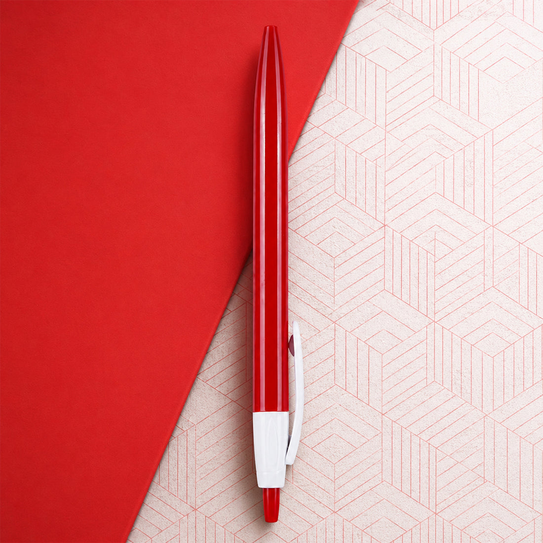 FLAIR Ezee Click Ball Pen – Retractable Click Mechanism, Pack of 10 (Red Ink)