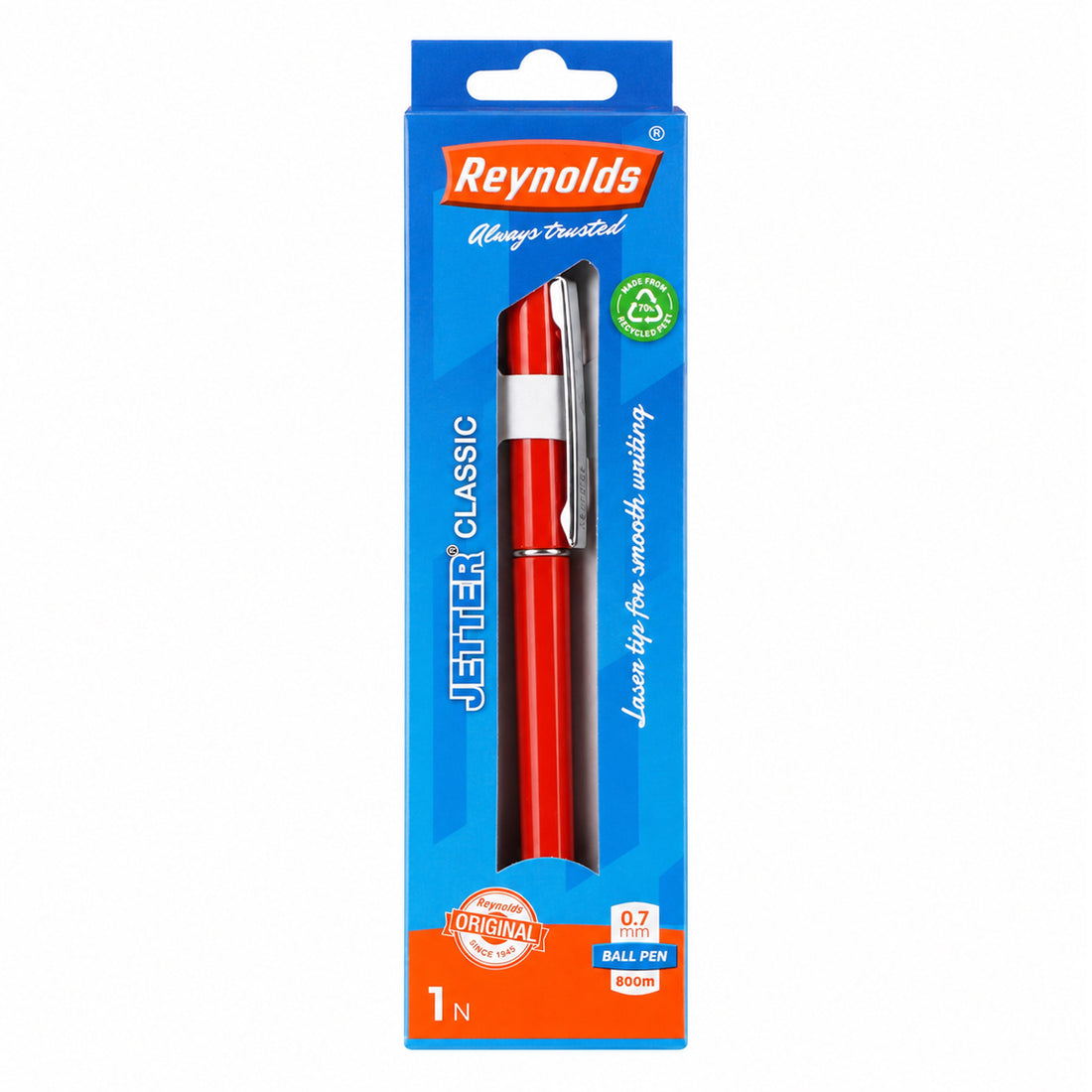 Reynolds Jetter Classic Ball Pen — Pack of 4 | Blue Ink | Retractable
