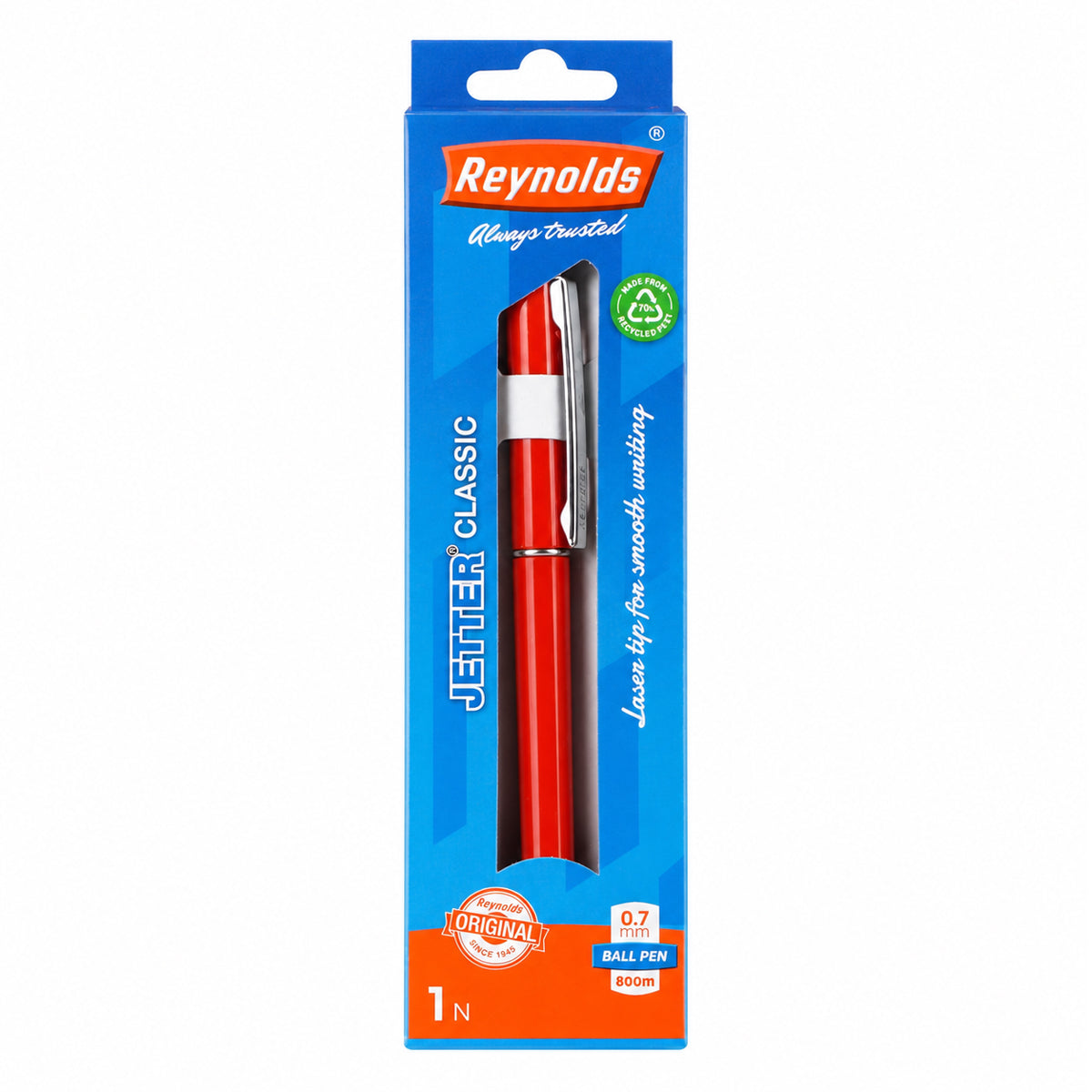 Reynolds Jetter Classic Ball Pen — Pack of 4 | Blue Ink | Retractable