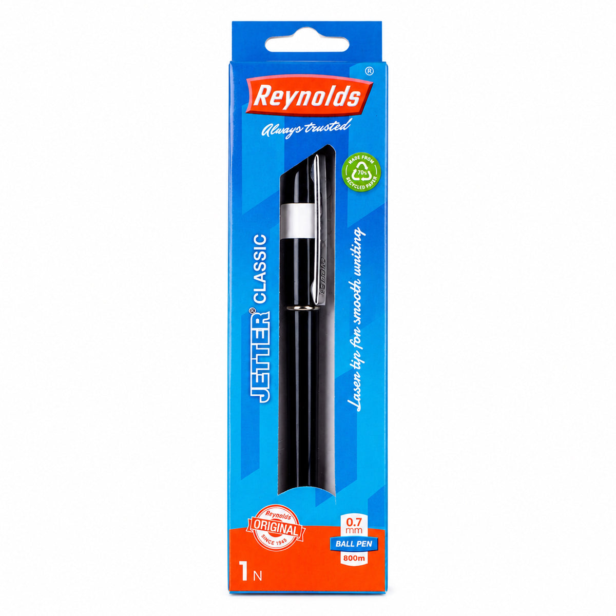 Reynolds Jetter Classic Ball Pen — Pack of 5 | Blue Ink | Retractable