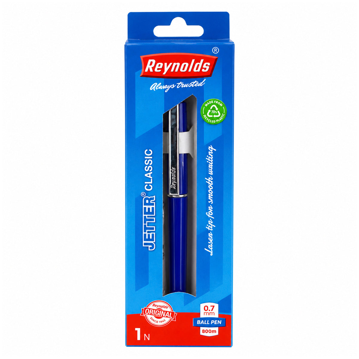 Reynolds Jetter Classic Ball Pen — Pack of 4 | Blue Ink | Retractable
