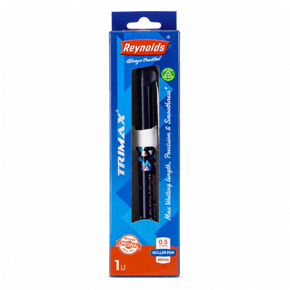 Reynolds Trimax Roller Gel Pen — Pack of 4 | Blue Ink | Smooth Writing