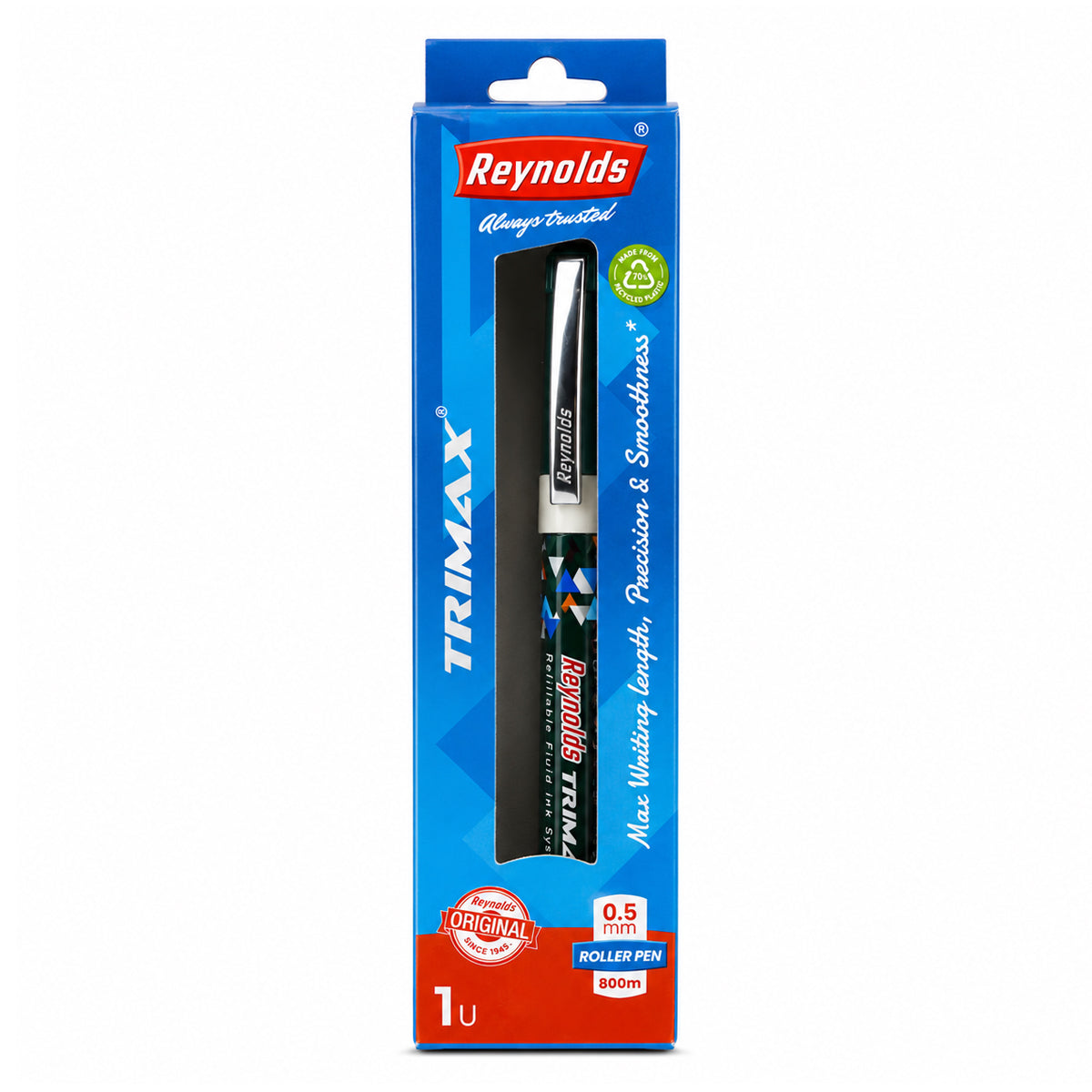 Reynolds Trimax Roller Gel Pen — Pack of 2 | Green Ink | Smooth Writing