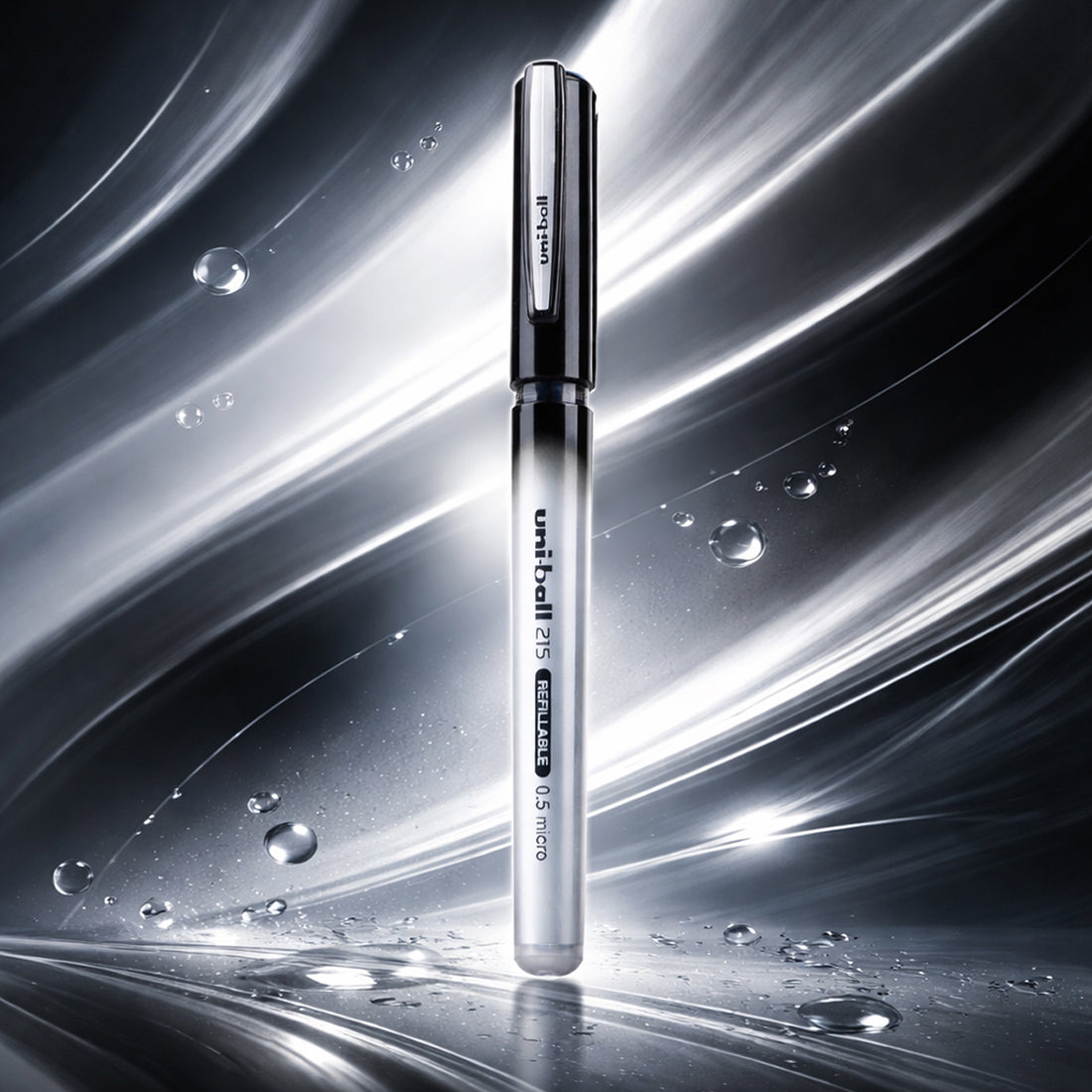 Uni-ball UB215 Micro Black 0.5mm Rollerball Pen - Waterproof Super Ink