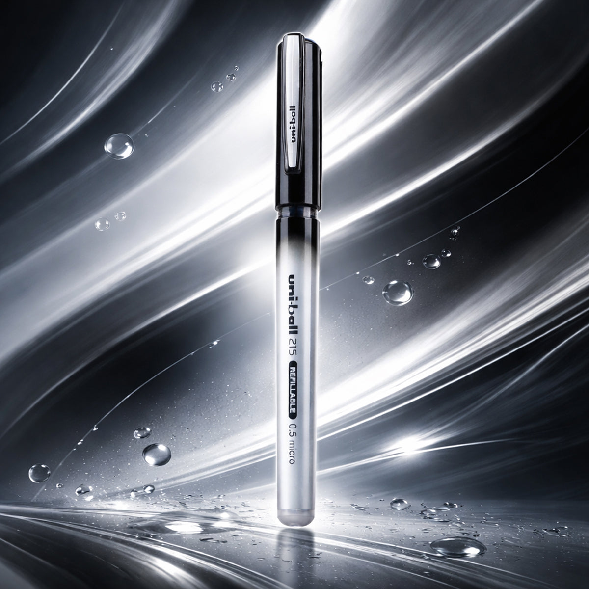 Uni-ball UB215 Micro Black 0.5mm Rollerball Pen - Waterproof Super Ink
