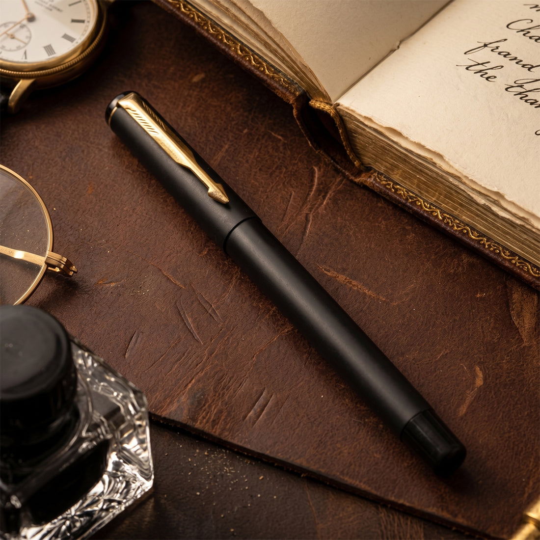 Luoshi GP-2073B Matte Black 1.0mm Gel Pen - Blue Ink Premium