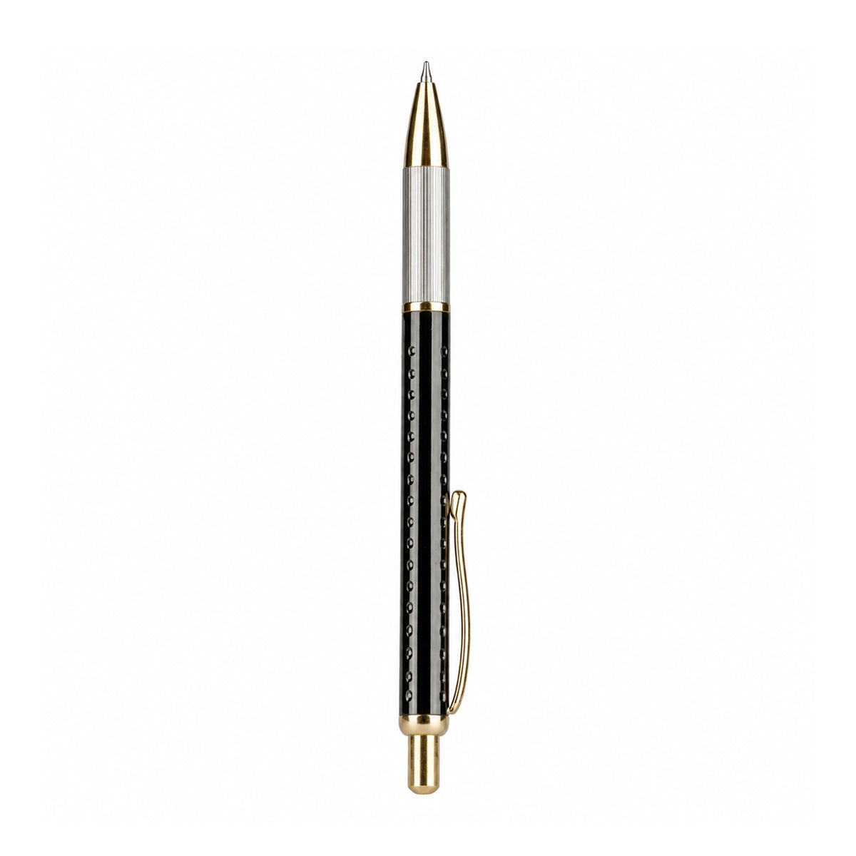 Writershub Gun Metal Golden Trim Retractable Ball Pen - Blue Ink