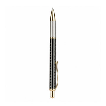 Writershub Gun Metal Golden Trim Retractable Ball Pen - Blue Ink