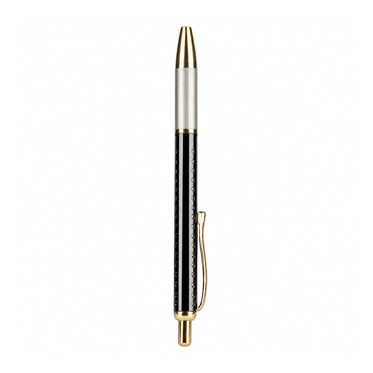 Writershub Gun Metal Golden Trim Retractable Ball Pen - Blue Ink