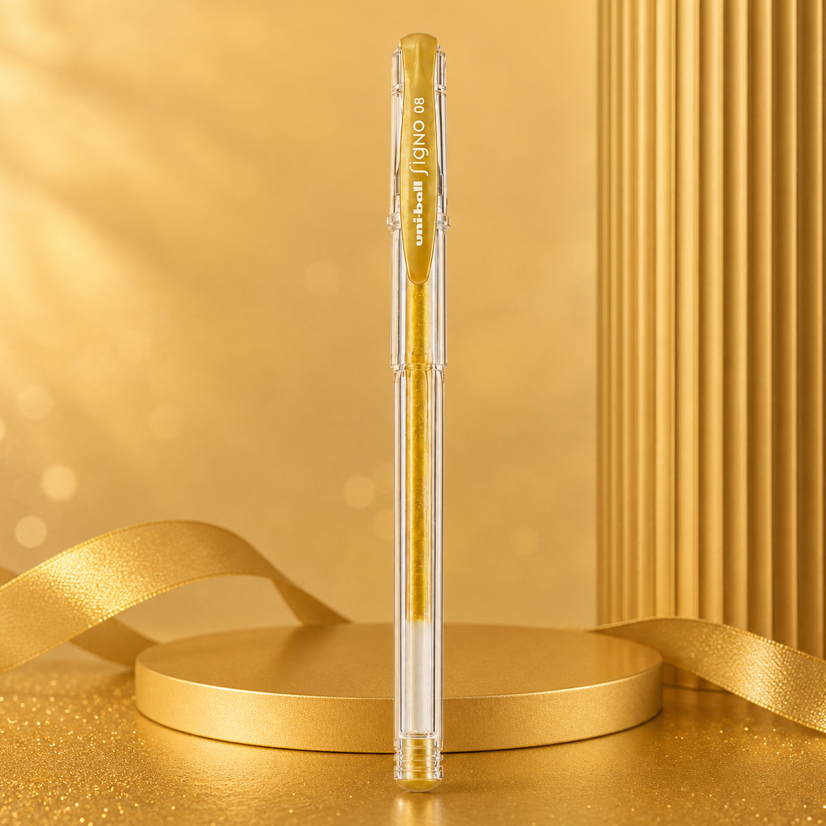 Uni‑Ball Signo UM‑100 Gold Gel Pen – Metallic Ink