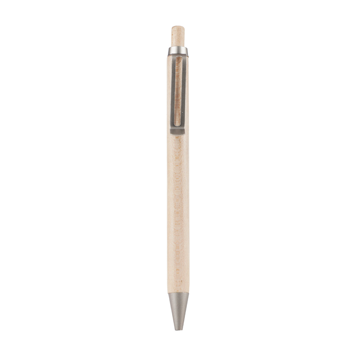 The Writershub Wooden Body & Grey Clip Retractable Ball Pen – Blue Ink