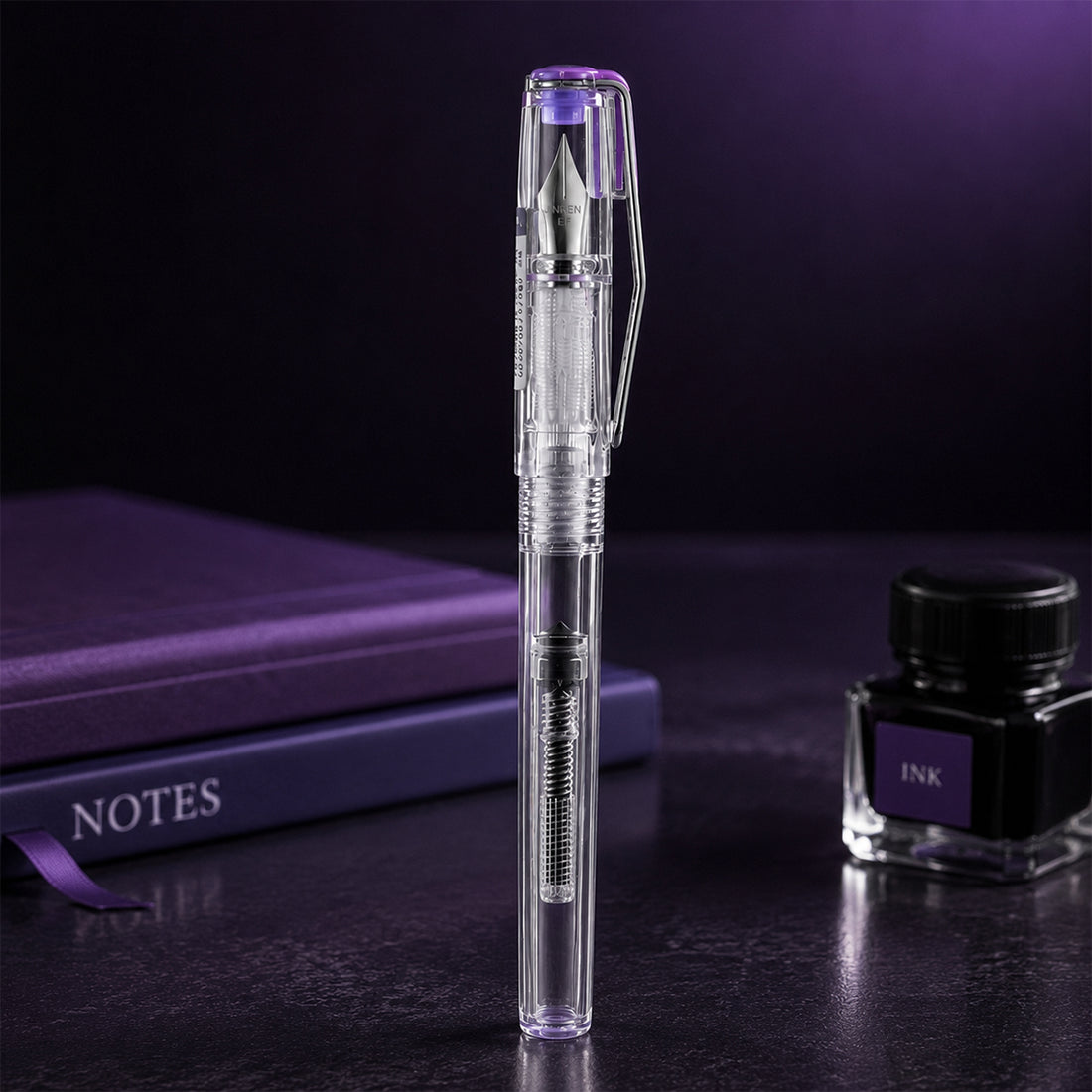 Yiren 312B Transparent Purple Fine Nib Converter Fountain Pen