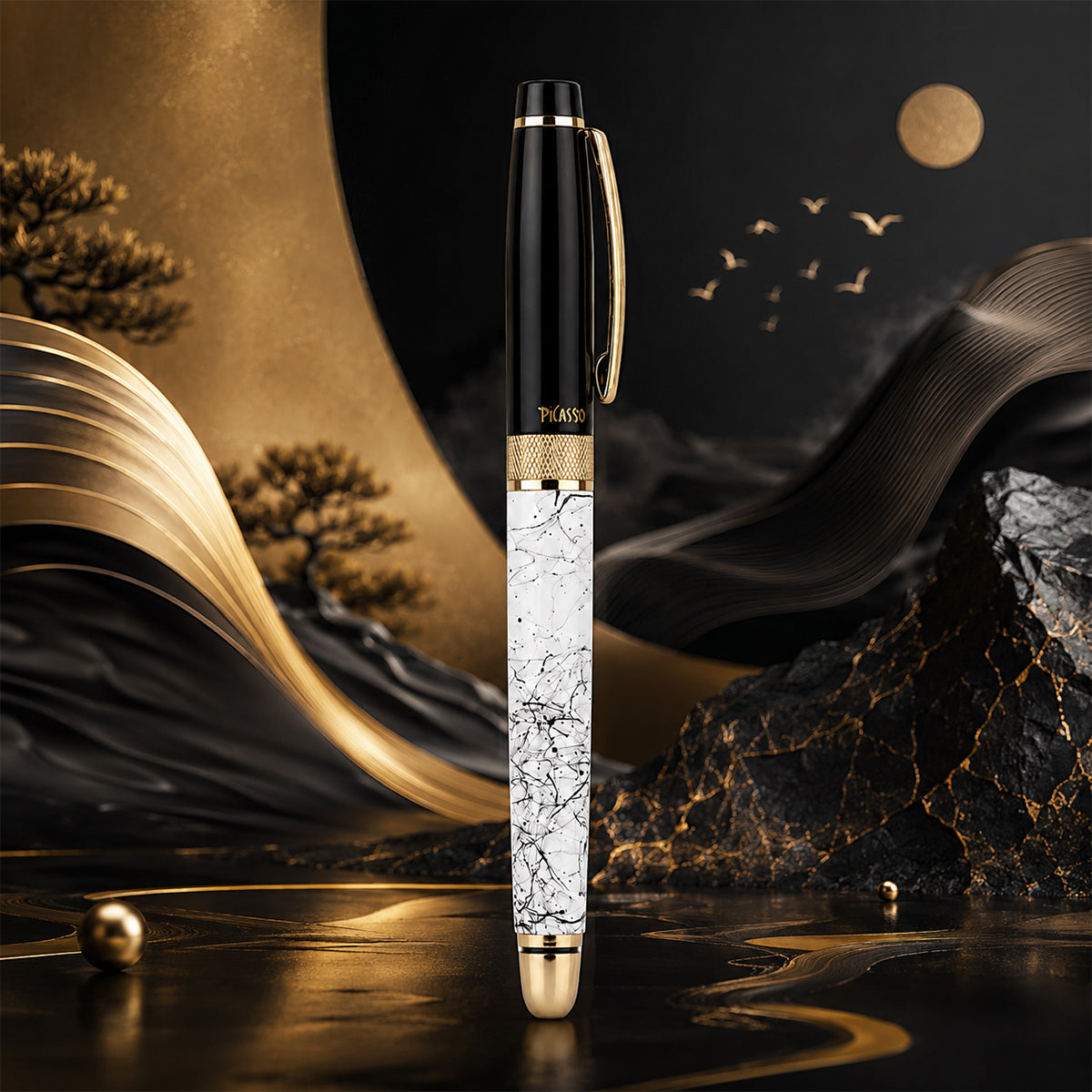 Picasso Parry Verona White Marble Pattern Ball Pen