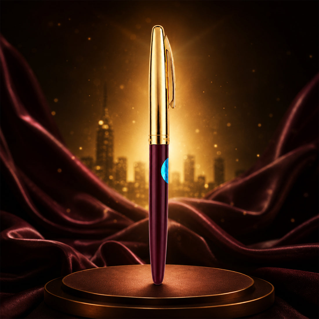 Hero 329 Maroon With Gold Cap Aerometric Fine Nib Fountain Pen