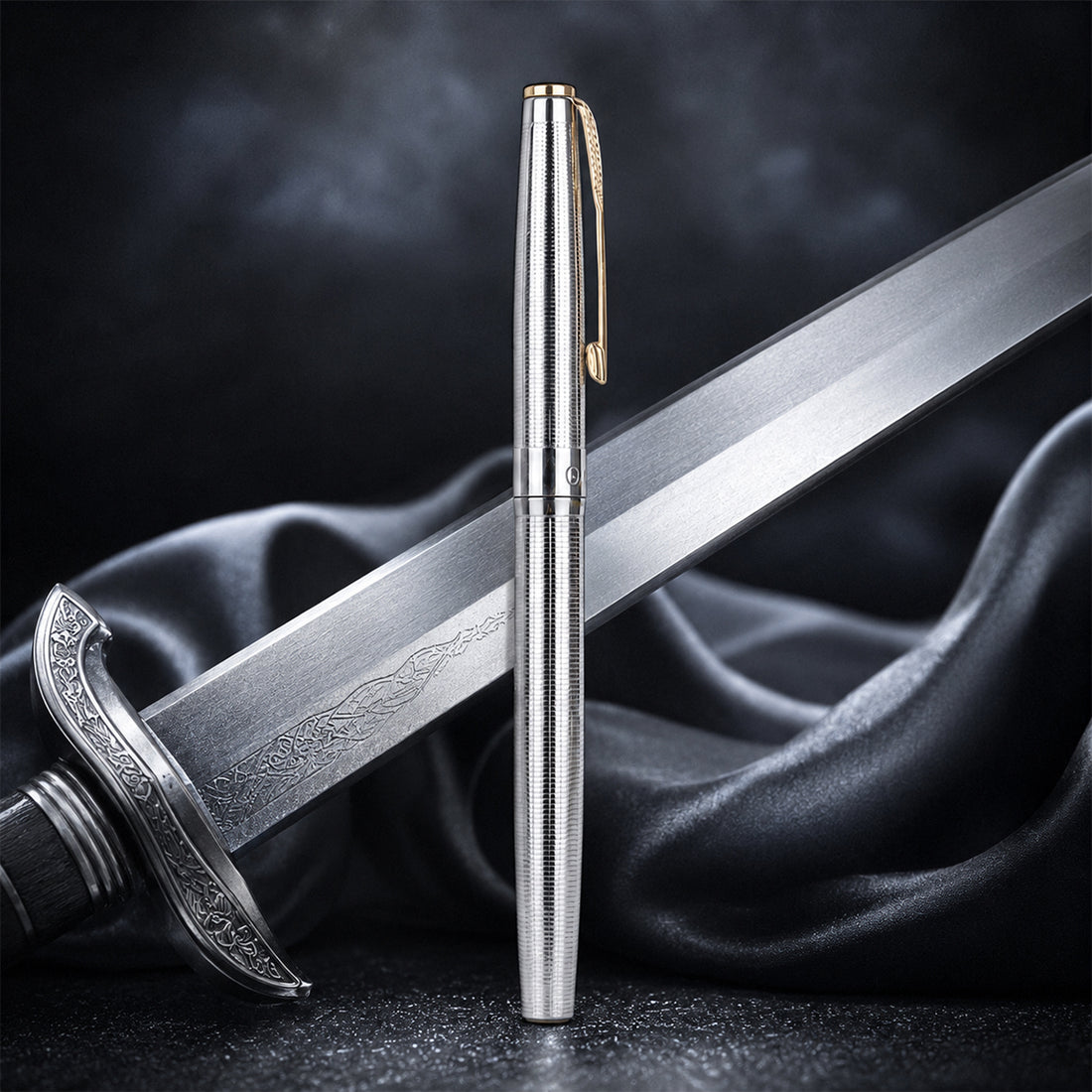Gama No.19 Silver Fine Nib Eyedropper Fountain Pen