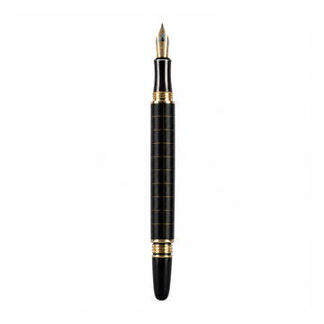 The Writershub Fountain Pen – Matte Black, Metal Body, Cap Type, Sleek 13.8cm Design