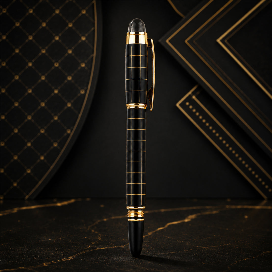 The Writershub Fountain Pen – Matte Black, Metal Body, Cap Type, Sleek 13.8cm Design