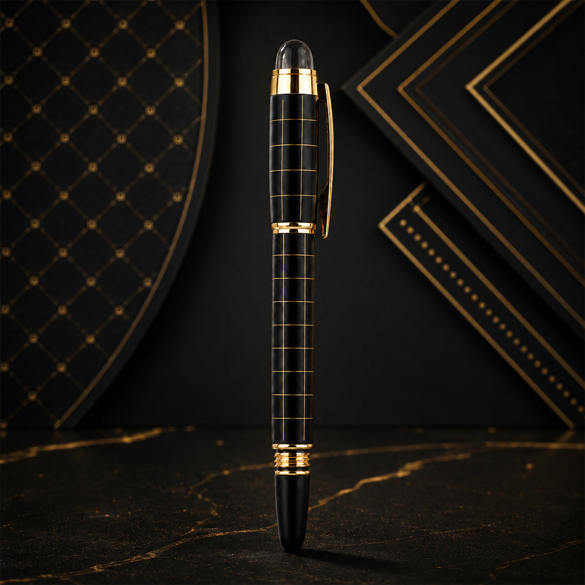 The Writershub Fountain Pen – Matte Black, Metal Body, Cap Type, Sleek 13.8cm Design