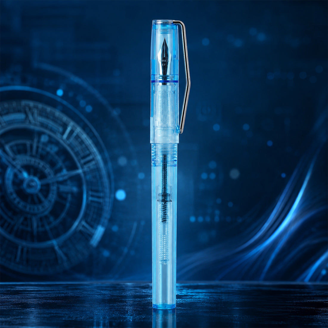 Yiren 312A Transparent Blue Fine Nib Converter Fountain Pen