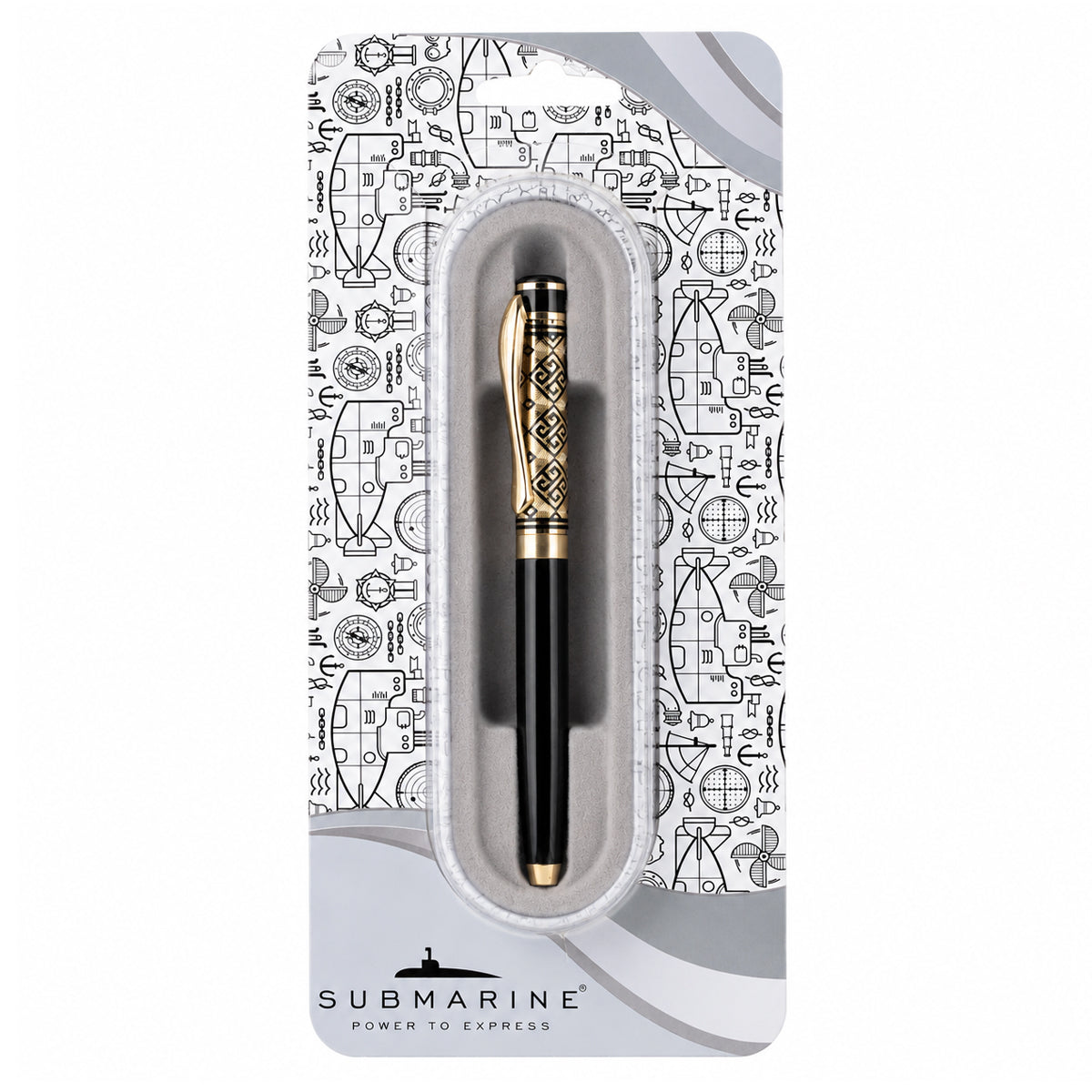 Submarine 907 Rangoli Designer Cap Roller Ball Pen – Black Body