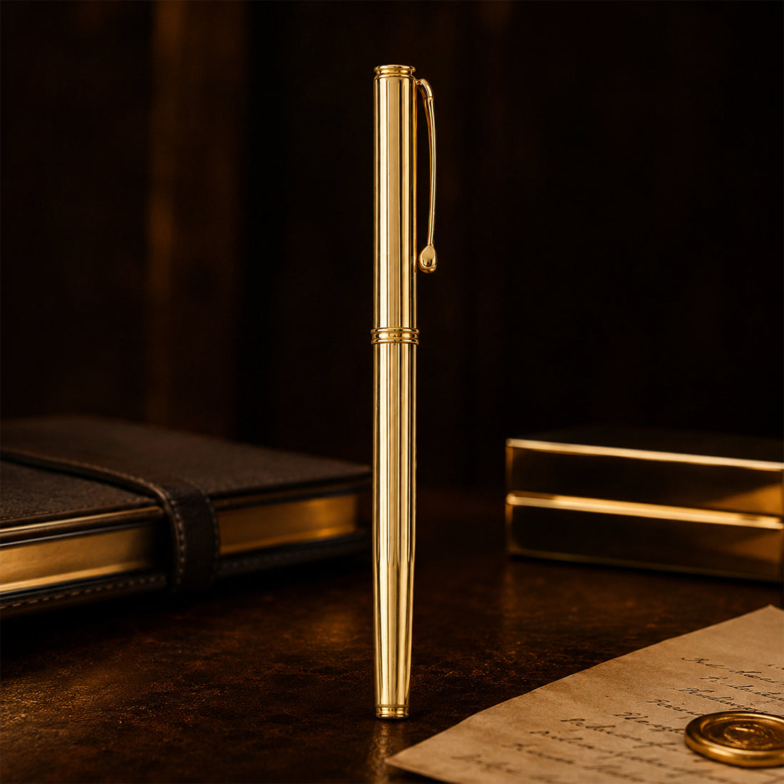 Elysee Golden Vertical Design Eye Dropper Fine Nib Fountain Pen