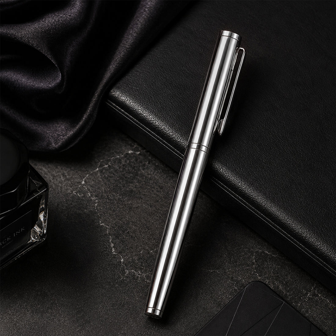 The Writershub Silver Magnetic Cap Fine Nib Converter Fountain Pen