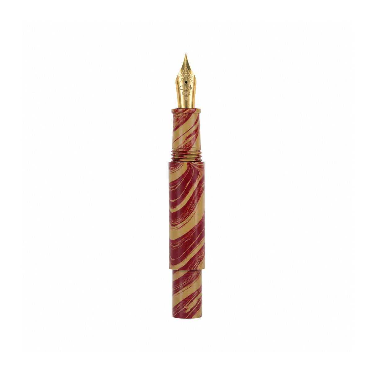 Penhouse.in Ebonite Red and Beige Swirl Pattern Eye Dropper Medium Nib Fountain Pen