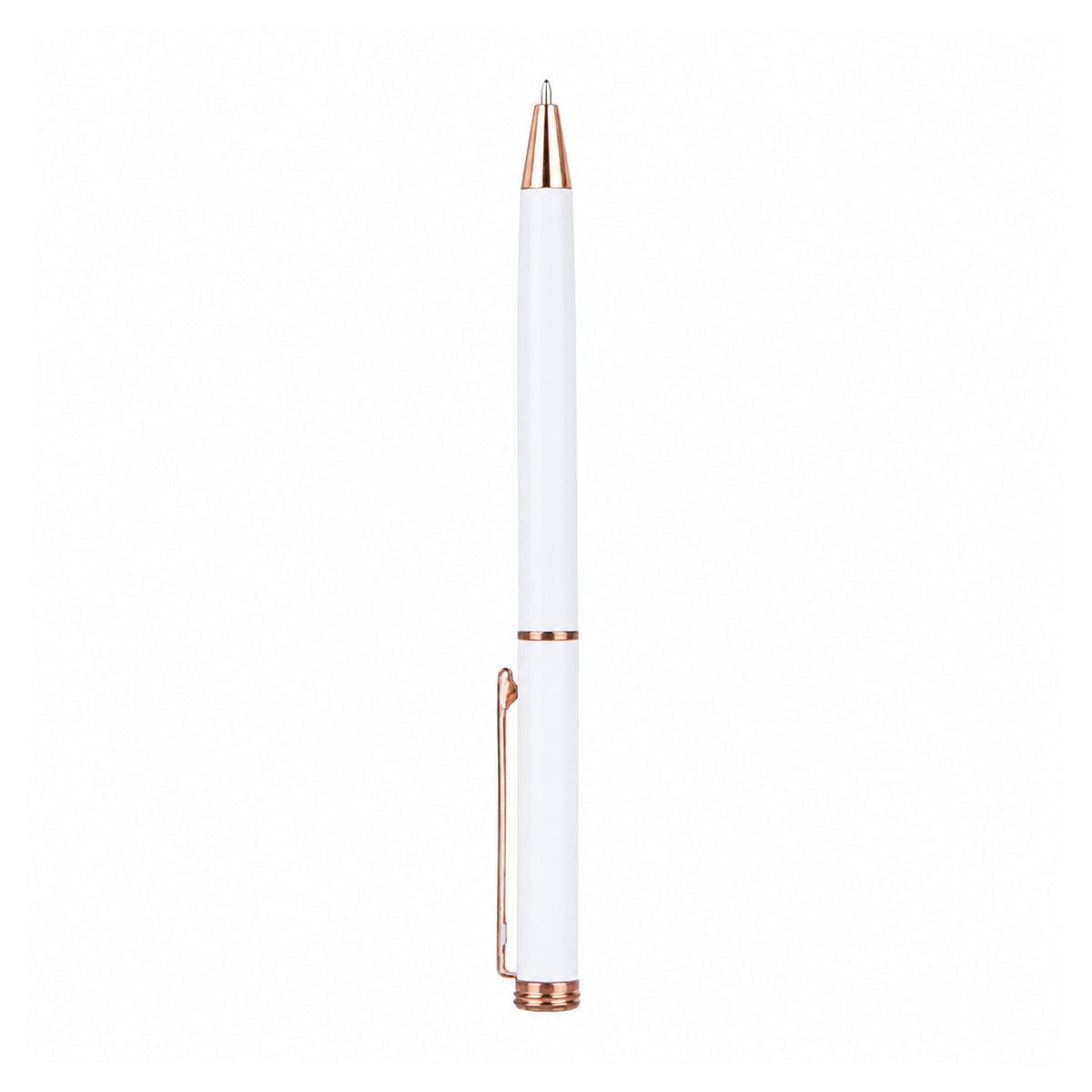 The Writershub Ball Pen – White, Blue Ink, Metal Body, Twist Mechanism, 13.2cm