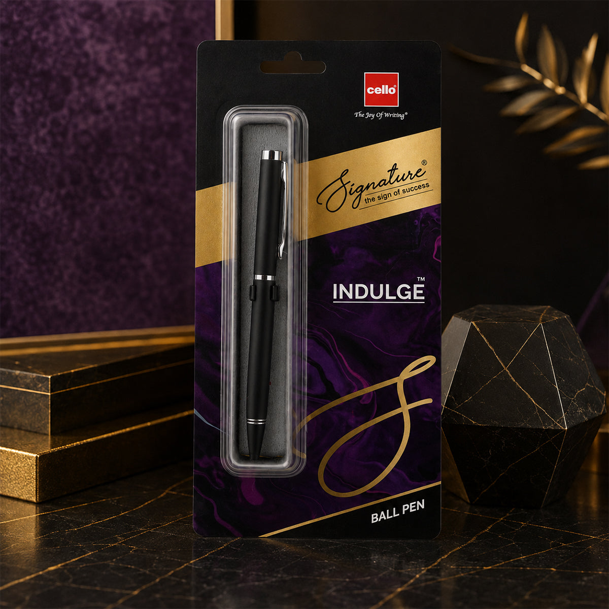 Cello Signature Indulge Black Silver Twist Ballpen - Premium Metal Design