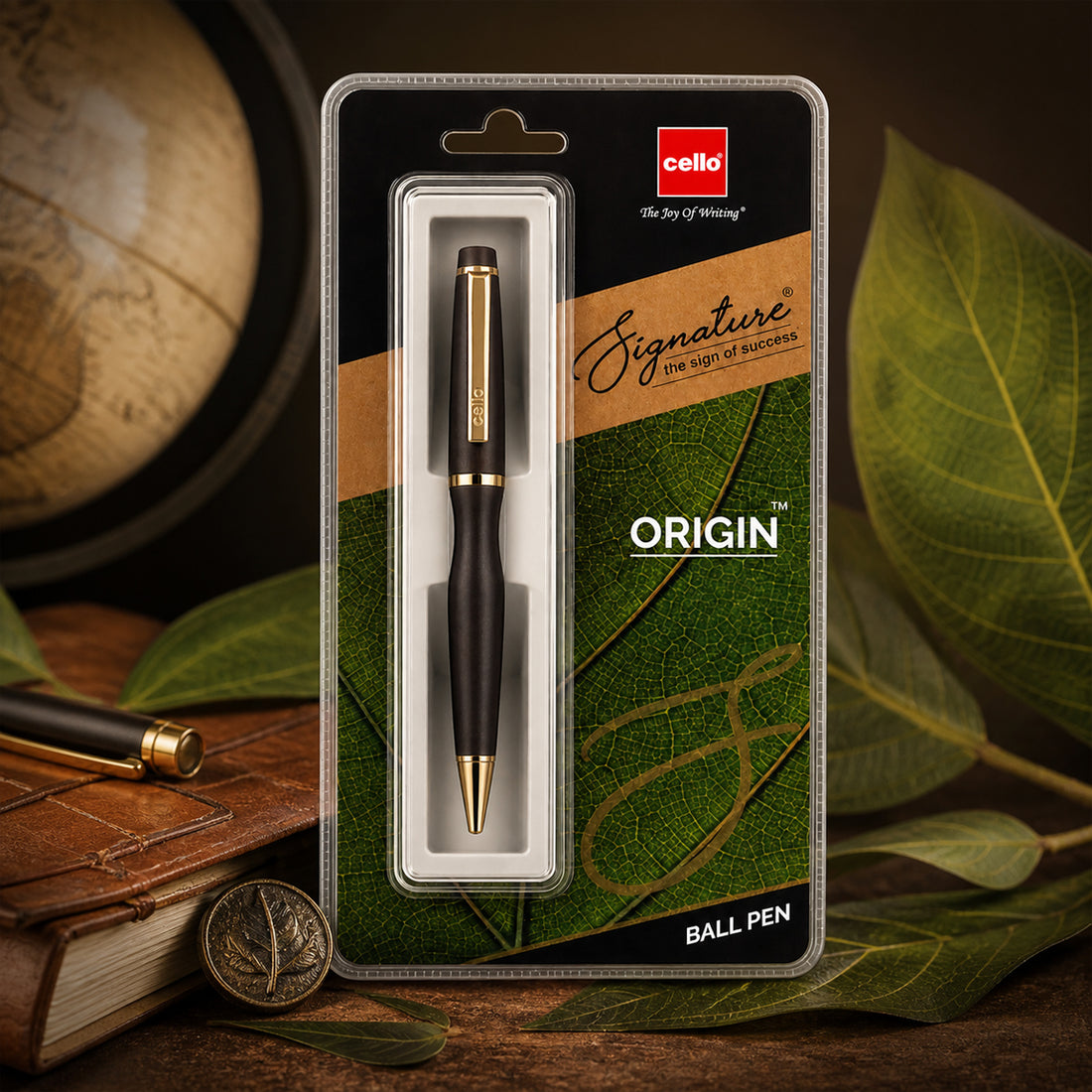Cello Signature Origin Black Gold Twist Ballpen - Premium Lubriflow Ink