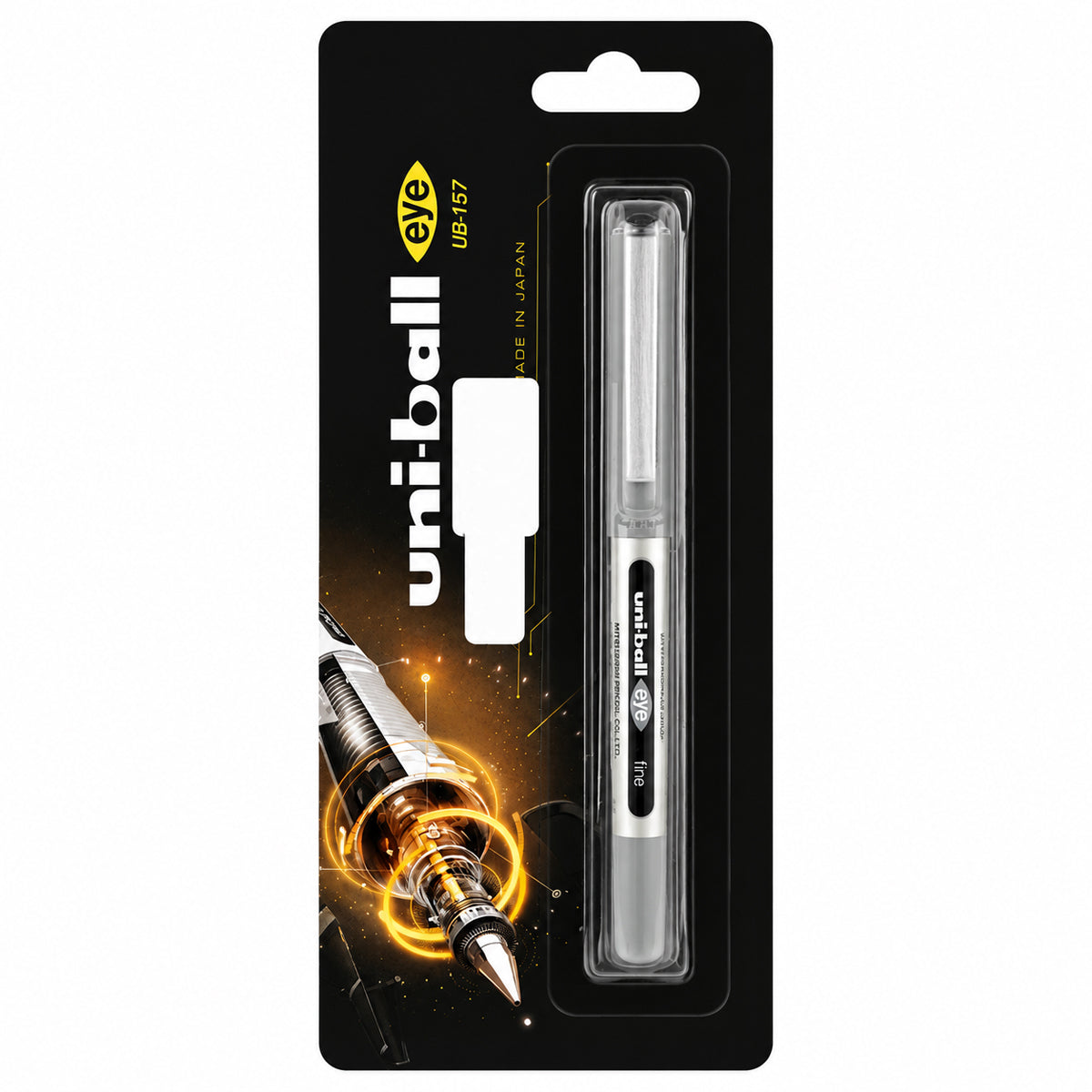 Uni-ball UB-157 Grey Cap Rollerball Pen - Fine Tip, Black Ink