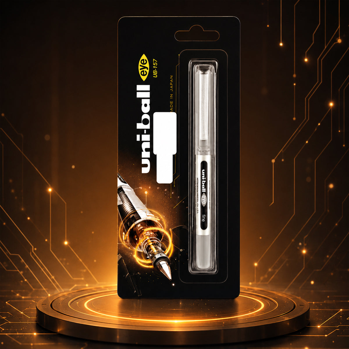 Uni-ball UB-157 Grey Cap Rollerball Pen - Fine Tip, Black Ink