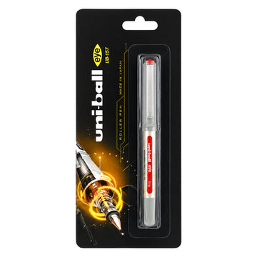 Uni-ball UB-157 Grey Cap Rollerball Pen - Fine Tip, Red Ink