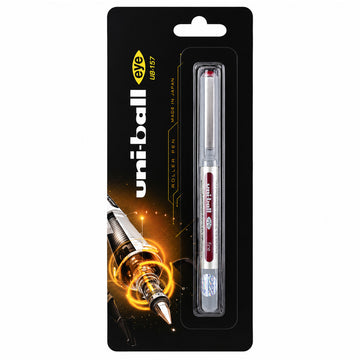 Uni-ball UB-157 Grey Cap Rollerball Pen - Fine Tip, Wine Red Ink