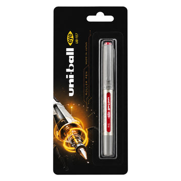 Uni-ball UB-157 Grey Cap Rollerball Pen - Fine Tip, Pink Ink
