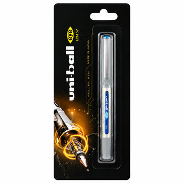 Uni-ball UB-157 Grey Cap Rollerball Pen - Fine Tip, Light Blue Ink