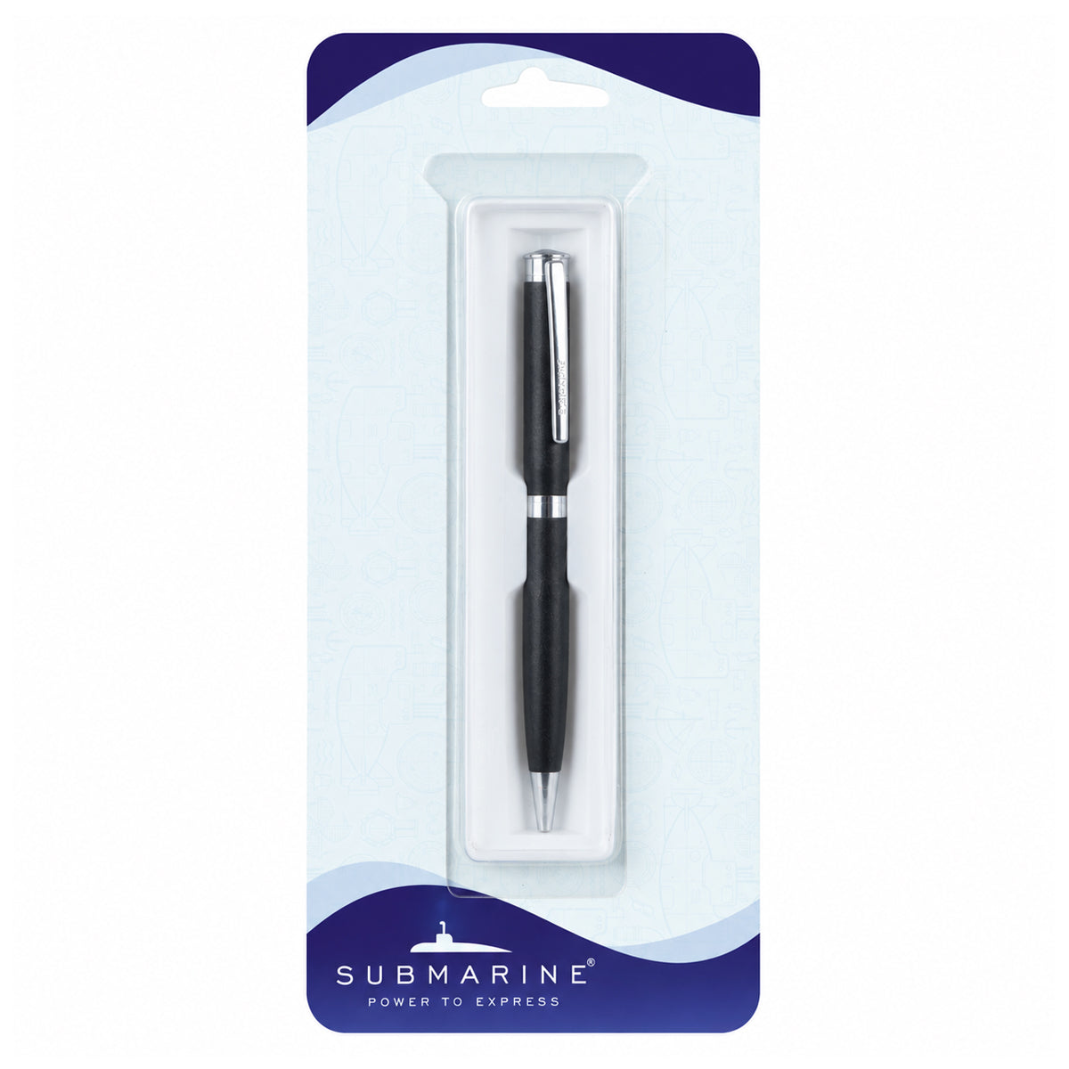 Submarine 1009 Twist Ballpen - Matte Black Metal, Fine Blue Ink