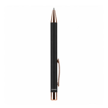 Submarine 964 Retractable Ballpen - Matte Black Metal, Rose Gold Clip, Fine Blue Ink
