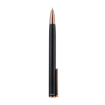 Submarine 701 Retractable Ballpen - Matte Black Metal, Rose Gold Clip, Fine Blue Ink