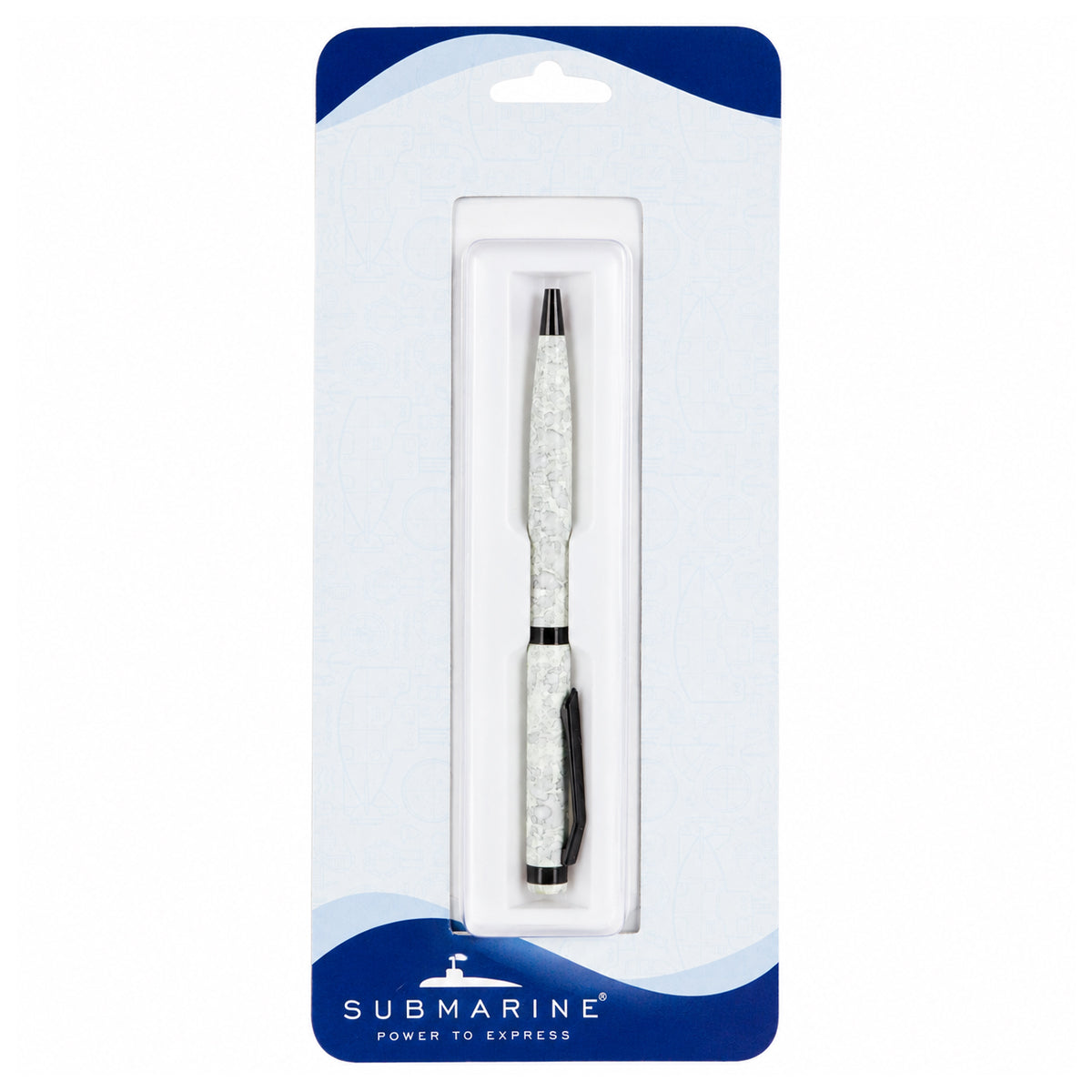 Submarine 993 Marble Dream Twist Ballpen - Green Marble Brass