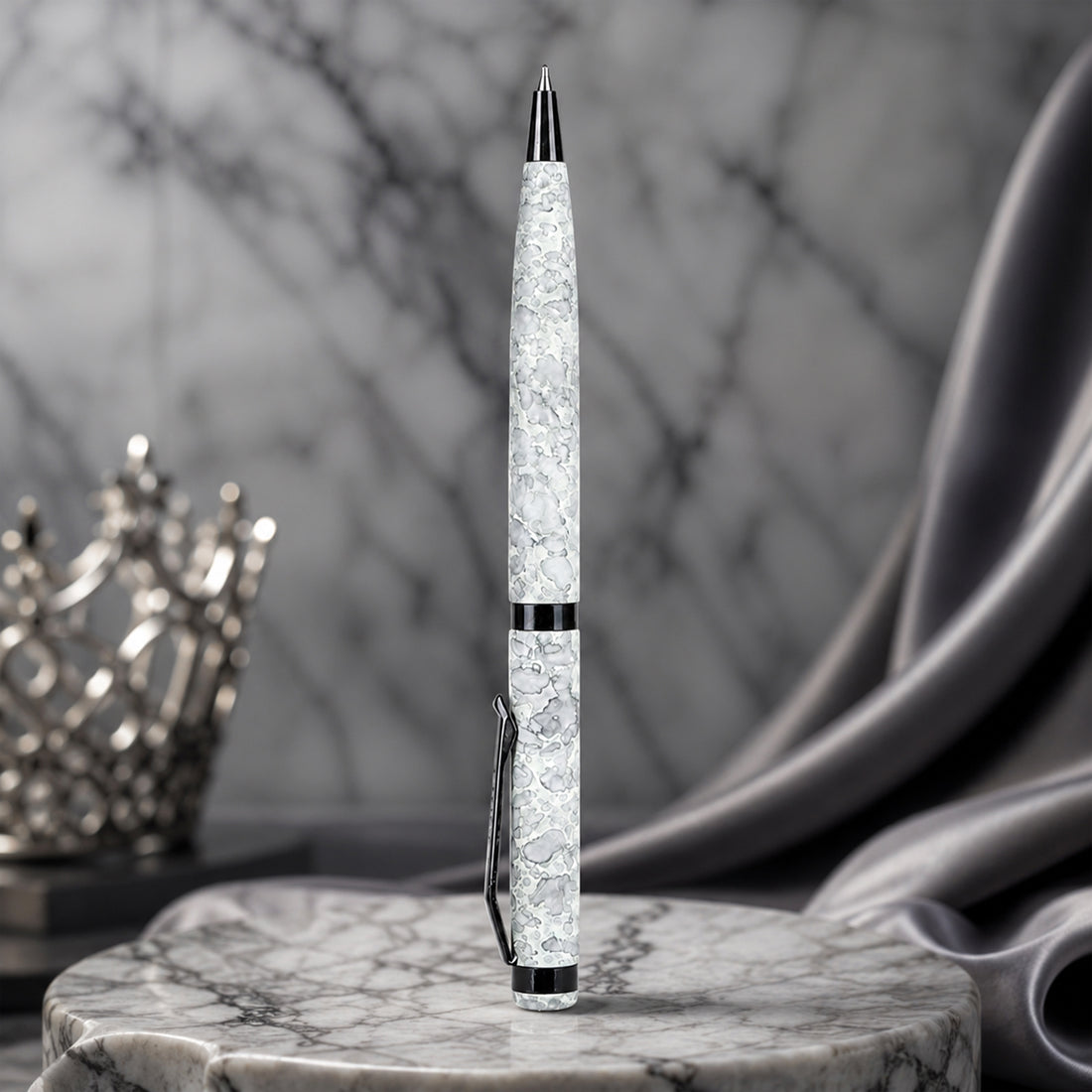 Submarine 993 Marble Dream Twist Ballpen - Green Marble Brass