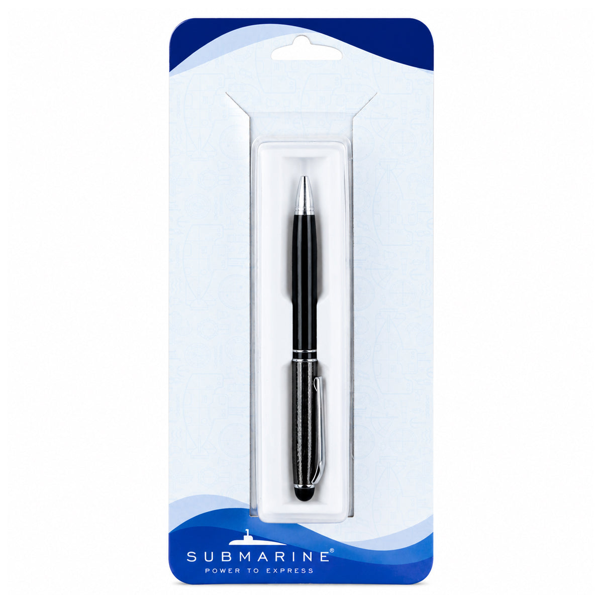 Submarine 977 Twist Ballpen - Glossy Black Gun Metal Fine Tip Blue Ink