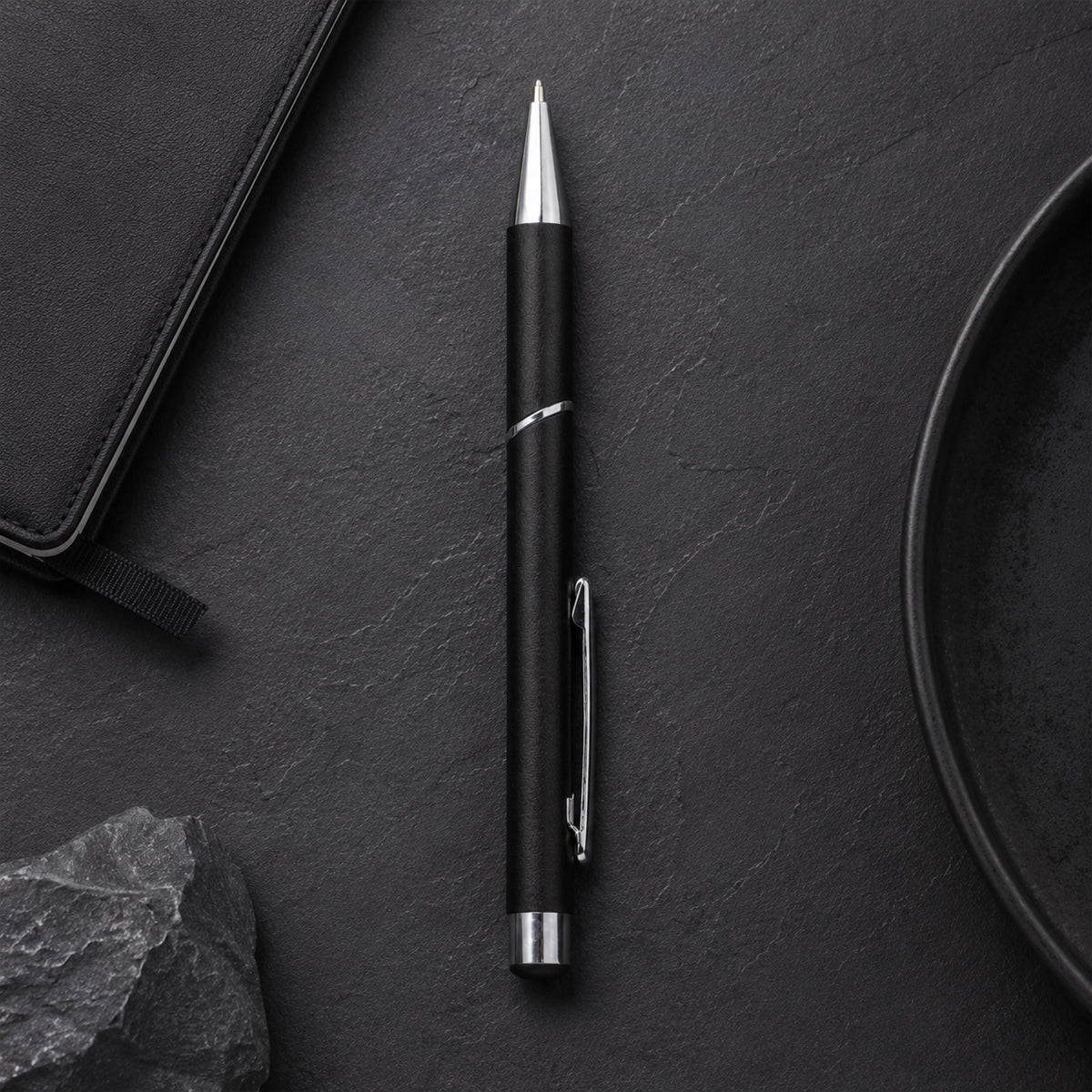 Submarine 843 Retractable Ballpen - Matte Black Metal Fine Tip Blue Ink